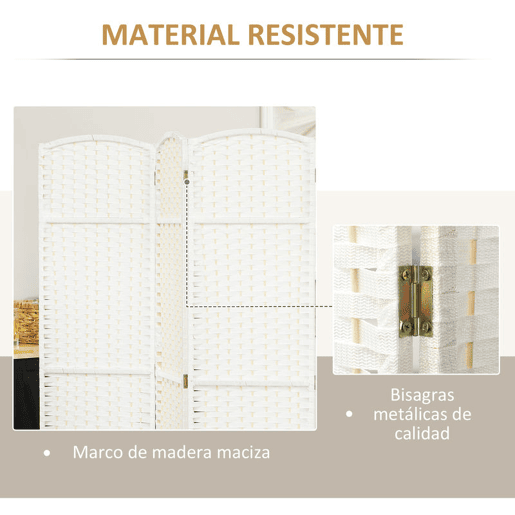 HOMCOM Biombo de 6 Painéis Separador de Ambientes Dobrável 240x170 cm Biombo Separador de Ambientes para Sala de Estar Dormitório Escritório Branco
