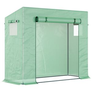 Outsunny Estufa de Jardim Pequena Estufa de Exterior com Janelas e Estrutura de Aço Estufa para Cultivar Tomates Plantas Flores 200x76x168 cm Verde