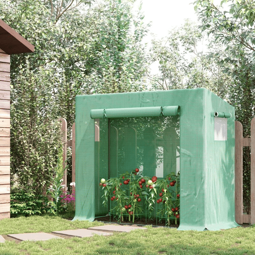 Outsunny Estufa de Jardim Pequena Estufa de Exterior com Janelas e Estrutura de Aço Estufa para Cultivar Tomates Plantas Flores 200x76x168 cm Verde