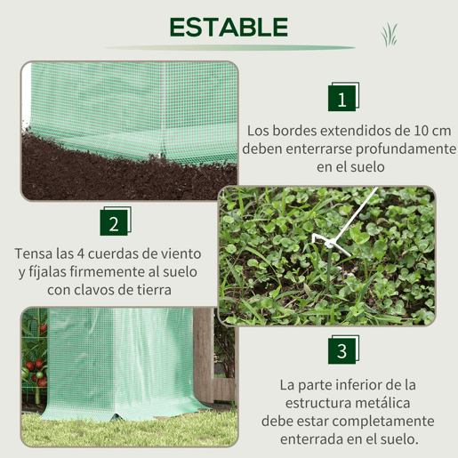 Outsunny Estufa de Jardim Pequena Estufa de Exterior com Janelas e Estrutura de Aço Estufa para Cultivar Tomates Plantas Flores 200x76x168 cm Verde