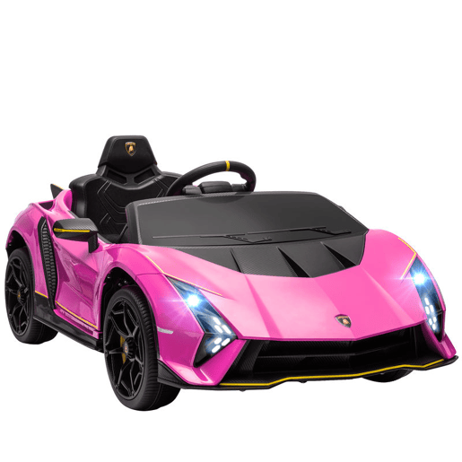 AIYAPLAY Carro Elétrico para Crianças acima de 3 Anos Carro Elétrico Lamborghini com Bateria 12V Controlo Remoto Faróis Buzina Arranque Lento e Música MP3 114,5x64x45,5 cm Rosa