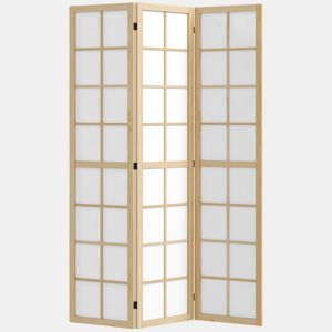HOMCOM Biombo Dobrável de 3 Painéis Ecrã de Privacidade Separador de Ambientes de Interior para Sala de Estar Dormitório e Escritório 120x170 cm Madeira e Branco