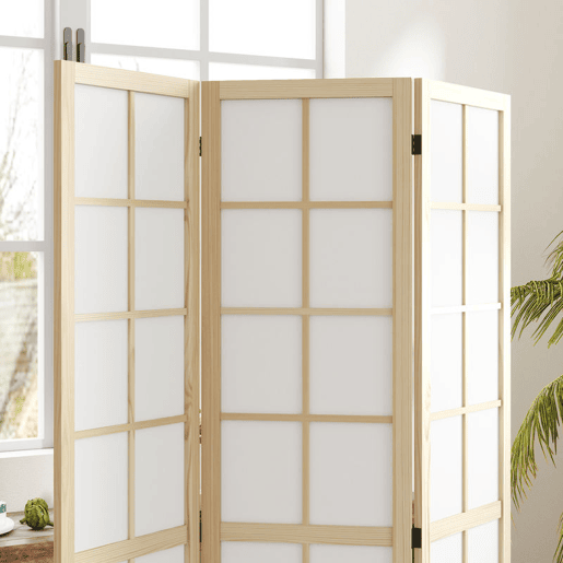 HOMCOM Biombo Dobrável de 3 Painéis Ecrã de Privacidade Separador de Ambientes de Interior para Sala de Estar Dormitório e Escritório 120x170 cm Madeira e Branco