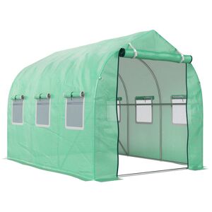 Outsunny Estufa tipo Túnel 3x2x2 m Estufa de Exterior com 6 Janelas de Malha e Porta Estufa de Cultivos para Pátio Jardim Verde