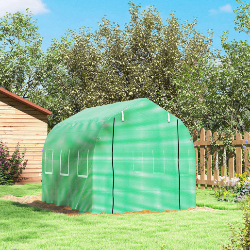 Outsunny Estufa tipo Túnel 3x2x2 m Estufa de Exterior com 6 Janelas de Malha e Porta Estufa de Cultivos para Pátio Jardim Verde