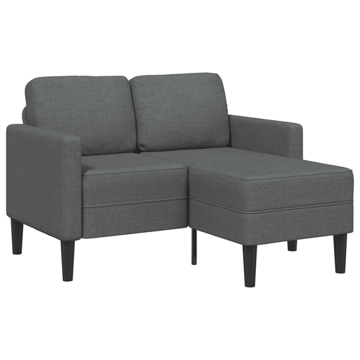 Sofá 2 lugares - Sofá fixo com Chaise em L 125 cm tecido cinzento-escuro