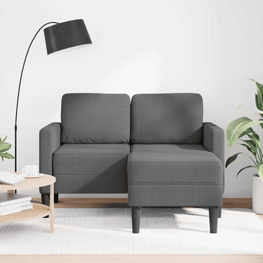 Sofá 2 lugares - Sofá fixo com Chaise em L 125 cm tecido cinzento-escuro