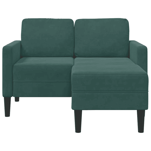 Sofá 2 lugares - Sofá fixo com Chaise em L 125 cm veludo verde-escuro