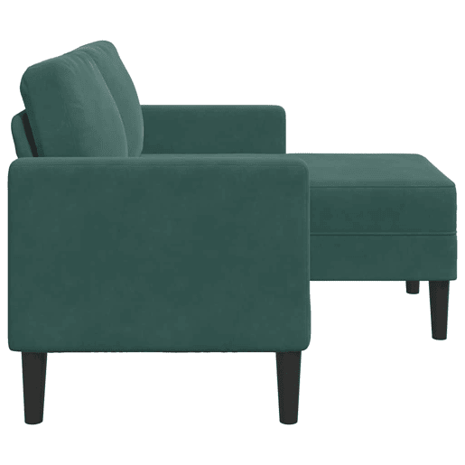 Sofá 2 lugares - Sofá fixo com Chaise em L 125 cm veludo verde-escuro