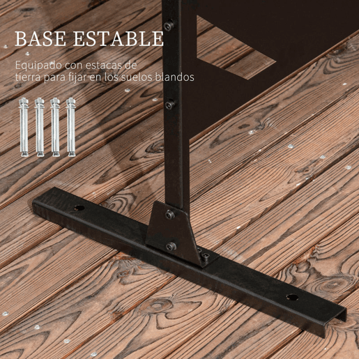 Outsunny Biombo de 3 Peças Separador de Ambientes com Desenho de Folha de Bananeira Biombo para Exterior Jardim Varanda 122x45x198 cm Preto
