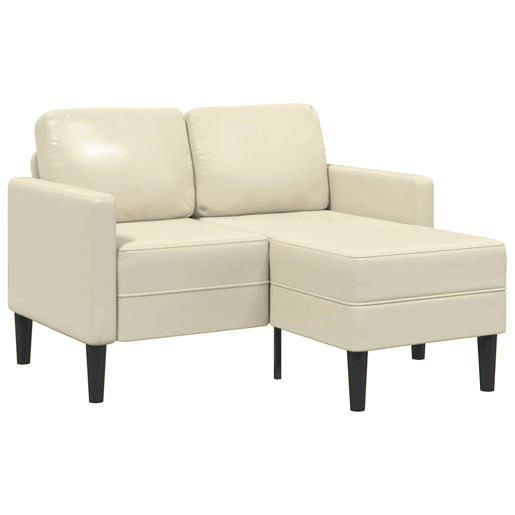 Sofá 2 lugares - Sofá fixo com Chaise em L 125 cm couro artificial creme