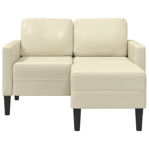 Sofá 2 lugares - Sofá fixo com Chaise em L 125 cm couro artificial creme