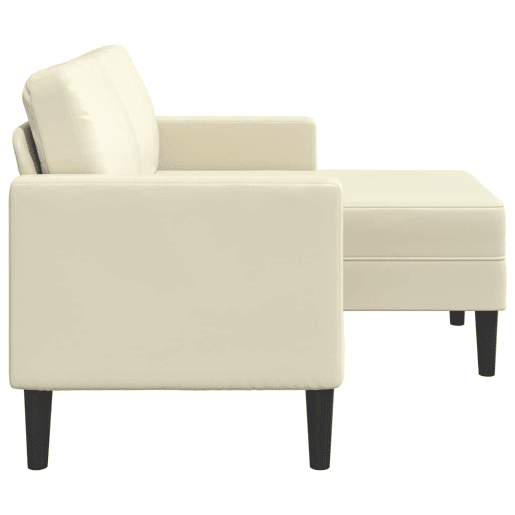Sofá 2 lugares - Sofá fixo com Chaise em L 125 cm couro artificial creme