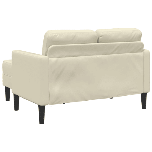 Sofá 2 lugares - Sofá fixo com Chaise em L 125 cm couro artificial creme