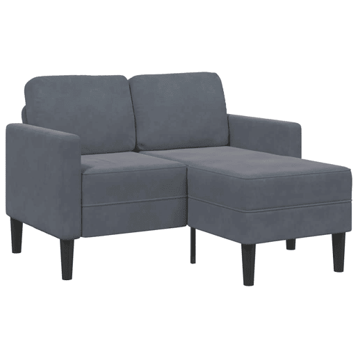 Sofá 2 lugares - Sofá fixo com Chaise em L 125 cm veludo cinzento-escuro