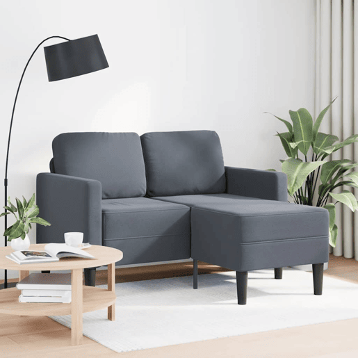 Sofá 2 lugares - Sofá fixo com Chaise em L 125 cm veludo cinzento-escuro