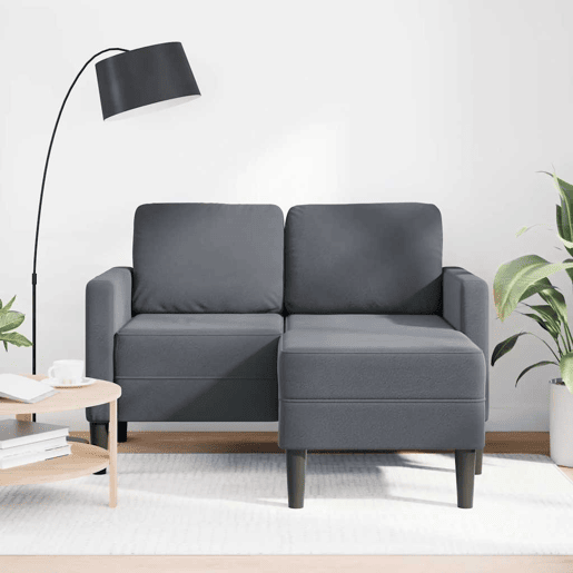 Sofá 2 lugares - Sofá fixo com Chaise em L 125 cm veludo cinzento-escuro