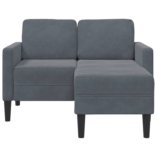 Sofá 2 lugares - Sofá fixo com Chaise em L 125 cm veludo cinzento-escuro