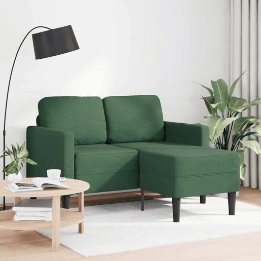Sofá 2 lugares - Sofá fixo com Chaise em L 125 cm linho verde selva