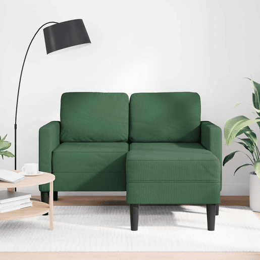 Sofá 2 lugares - Sofá fixo com Chaise em L 125 cm linho verde selva