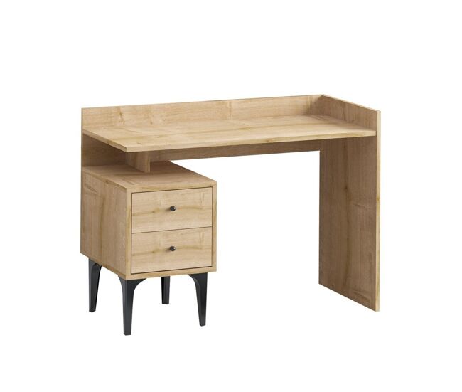 Escritorio con almacenamiento 2 cajones decorado en madera de roble l100 cm - puuk