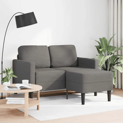 Sofá 2 lugares - Sofá fixo com Chaise em L 125 cm linho cinzento-claro