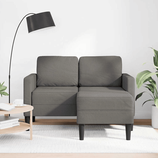 Sofá 2 lugares - Sofá fixo com Chaise em L 125 cm linho cinzento-claro