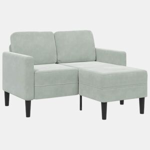 Sofá 2 lugares - Sofá fixo com Chaise em L 125 cm veludo cinzento-claro