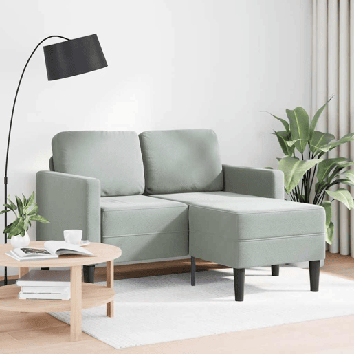 Sofá 2 lugares - Sofá fixo com Chaise em L 125 cm veludo cinzento-claro
