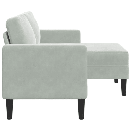 Sofá 2 lugares - Sofá fixo com Chaise em L 125 cm veludo cinzento-claro