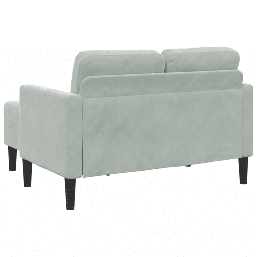 Sofá 2 lugares - Sofá fixo com Chaise em L 125 cm veludo cinzento-claro