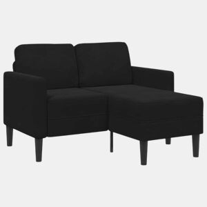 Sofá 2 lugares - Sofá fixo com Chaise em L 125 cm veludo preto