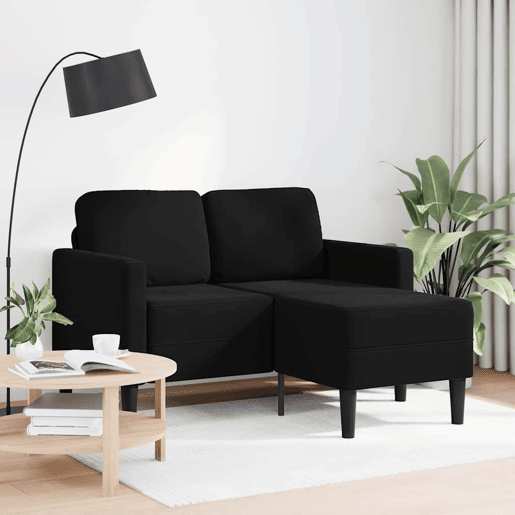 Sofá 2 lugares - Sofá fixo com Chaise em L 125 cm veludo preto