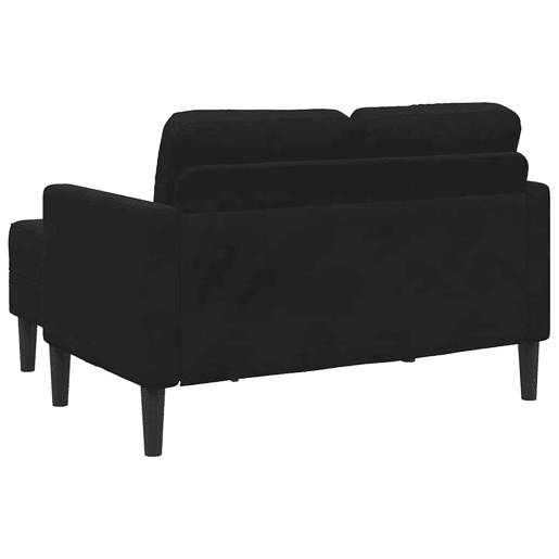 Sofá 2 lugares - Sofá fixo com Chaise em L 125 cm veludo preto
