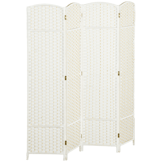 HOMCOM Biombo de 4 Painéis Separador de Ambientes Dobrável 160x170 cm Biombo Separador de Ambientes para Sala de Estar Dormitório Escritório Branco