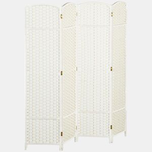 HOMCOM Biombo de 4 Painéis Separador de Ambientes Dobrável 160x170 cm Biombo Separador de Ambientes para Sala de Estar Dormitório Escritório Branco
