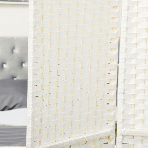 HOMCOM Biombo de 4 Painéis Separador de Ambientes Dobrável 160x170 cm Biombo Separador de Ambientes para Sala de Estar Dormitório Escritório Branco