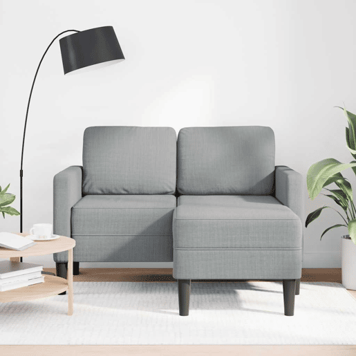 Sofá 2 lugares - Sofá fixo com Chaise em L 125 cm tecido cinzento-claro