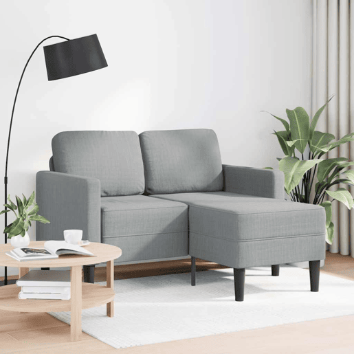 Sofá 2 lugares - Sofá fixo com Chaise em L 125 cm tecido cinzento-claro