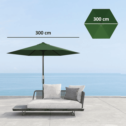 Outsunny Toldo de Substituição para Chapéu de Sol de 3m Toldo para Chapéu de Sol com Ventilação Superior Proteção UV 30+ Toldo de Substituição para Chapéu de Sol de Poliéster para Exteriores Verde