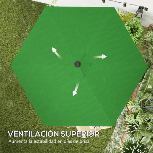 Outsunny Toldo de Substituição para Chapéu de Sol de 3m Toldo para Chapéu de Sol com Ventilação Superior Proteção UV 30+ Toldo de Substituição para Chapéu de Sol de Poliéster para Exteriores Verde