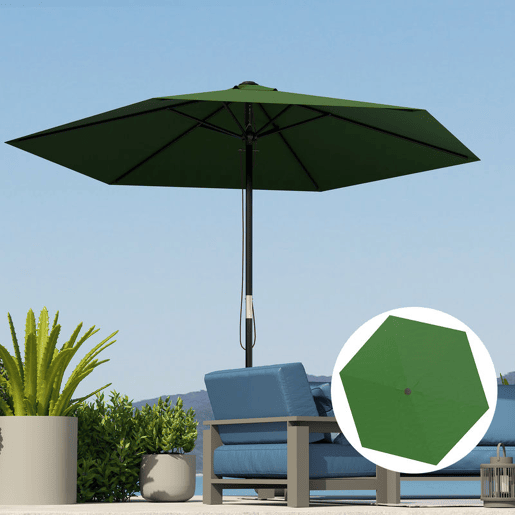 Outsunny Toldo de Substituição para Chapéu de Sol de 3m Toldo para Chapéu de Sol com Ventilação Superior Proteção UV 30+ Toldo de Substituição para Chapéu de Sol de Poliéster para Exteriores Verde