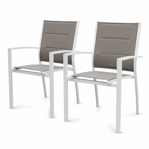 Mesa de jardim extensível em alumínio, 8 cadeiras, Chicago 8, Branco, 244x100x75 cm