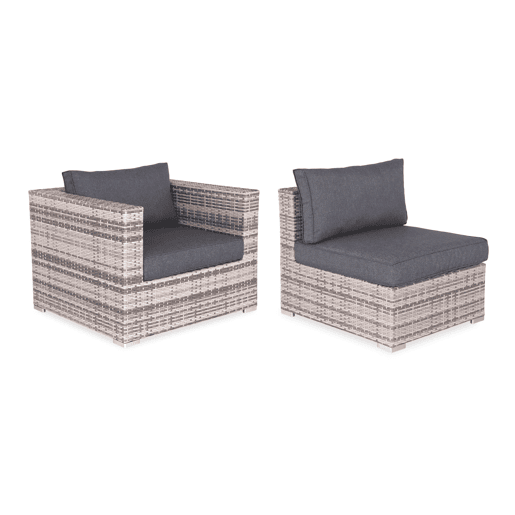 Conjunto de jardim relax em resina tecida para 8 a 10 pessoas, Venezia, Tons de cinza, 303.5x82x67 cm