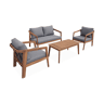 Conjunto de jardim relax de 4 lugares com sofá em madeira de acácia , Loberia, Cinza, 108.5x74.7x64.5 cm