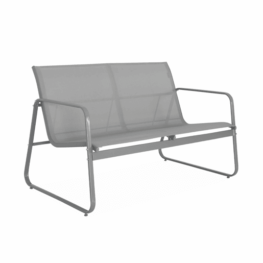 Conjunto de mobiliário de jardim relax com sofá em metal, 4 lugares, Silvi, Cinza Claro, 77x114x76 cm