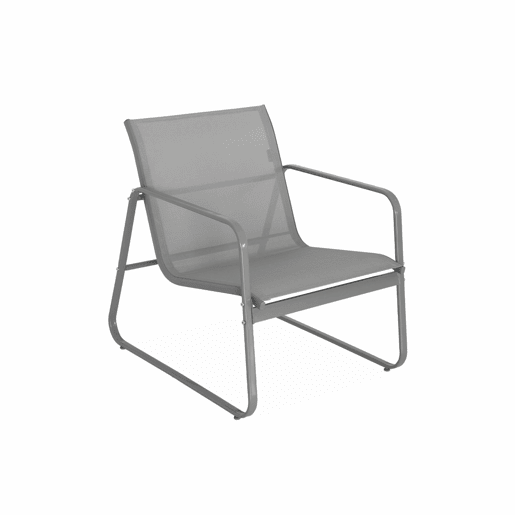 Conjunto de mobiliário de jardim relax com sofá em metal, 4 lugares, Silvi, Cinza Claro, 77x114x76 cm