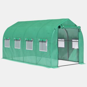 Outsunny Estufa tipo Túnel 4x2x2 m Estufa de Exterior com 8 Janelas de Malha e Porta Estufa de Cultivos para Pátio Jardim Verde