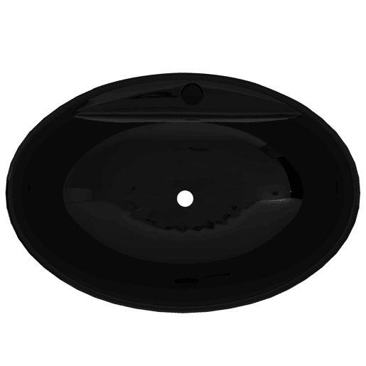 Lavatório - Lavabo - Pia de banheiro cerâmica e torneirafuro transbordo oval preto
