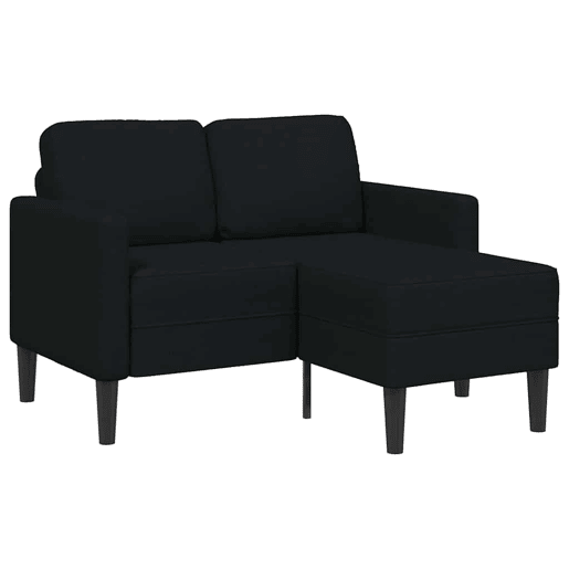 Sofá 2 lugares - Sofá fixo com Chaise em L 125 cm tecido preto